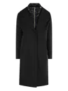 Herno Double-breasted Wool Coat Technical Bib In Black