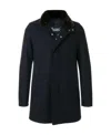 Herno Detachable Fur Collared Car Coat In Black