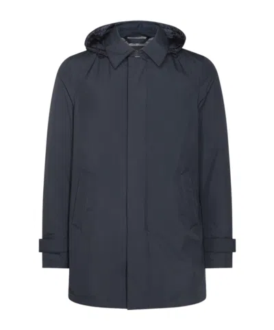 HERNO HERNO GORTEX LOGO-PRINTED DRAWSTRING HOODED COAT