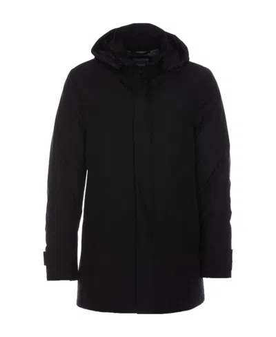 HERNO HERNO GORTEX LOGO-PRINTED DRAWSTRING HOODED COAT
