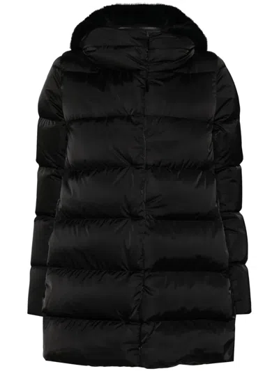 Herno Women Midi Hooded Down Jacket In Black