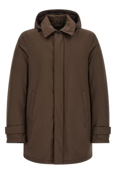 Herno Detachable Hood Parka In Brown