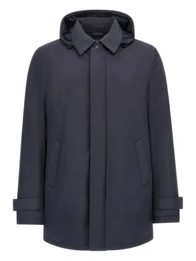 Herno Detachable-hood Parka Coat In Blue