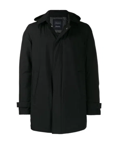 Herno Detachable Hooded Coat In Blue