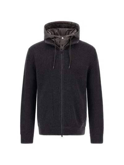 Herno Detachable Hooded Knit Hooded Knit Jacket In Multi