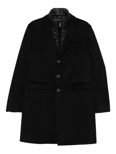 Herno Detachable-liner Button Coat In Black