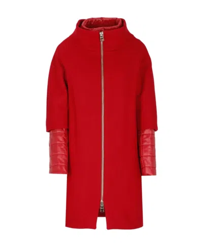 Herno Detachable-panel Coat In Red