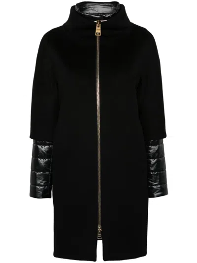 Herno Detachable-panels Virgin-wool Coat Clothing In Black