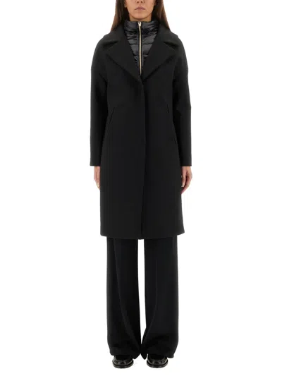Herno Detachable-collar Single-breasted Wool Coat In Black