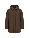Herno Concealed-closure Medium Down Jacket In Brown