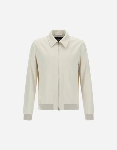Herno Diagonal Cotton Bomber Jacket In Cream