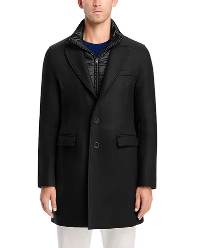 Herno Diagonal Topcoat With Removable Windguard In Black
