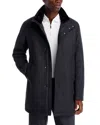 Herno Diagonal Wool & Nylon Overcoat With Removable Faux Fur Collar In Black