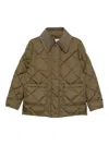 Herno Green Quilted Jacket With Corduroy Collar In Green