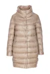 Herno Quilted High-neck Oversized Coat In Beige