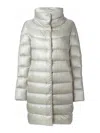 Herno Long Quilted Padded Coat With High Collar In Gray