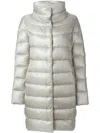 Herno Long Quilted Padded Coat With High Collar In White