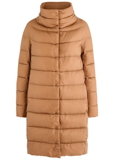 Herno Dora Quilted Shell Coat In Camel
