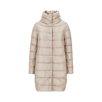 Herno Dora Quilted Funnel-neck Coat In Neutral