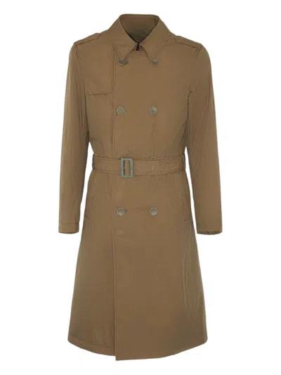 Herno Double-breasted Belted Coat In Burgundy