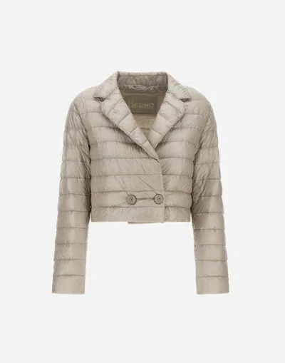 Herno Double-breasted Blazer In Nylon Ultralight In Chantilly