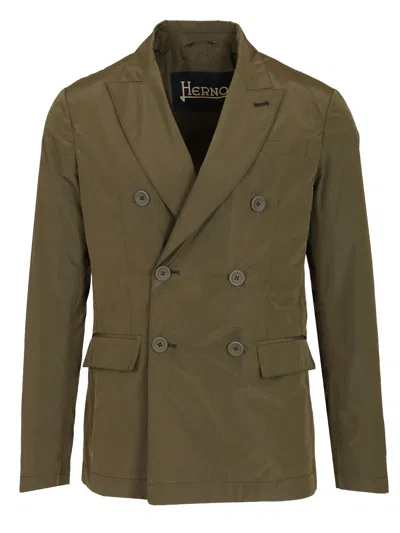 Herno Double Breasted Blazer Jackets Green