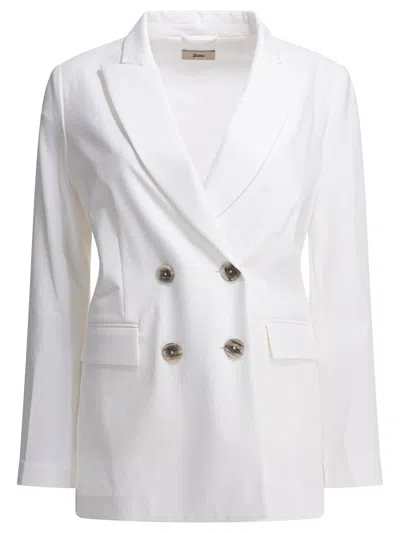Herno Double-breasted Blazer Jackets And Coats White