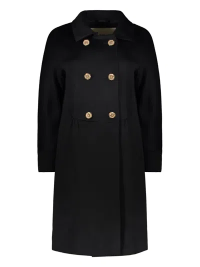 Herno Double-breasted Coat In Black