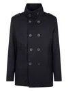 Herno Double-breasted Coat In Black