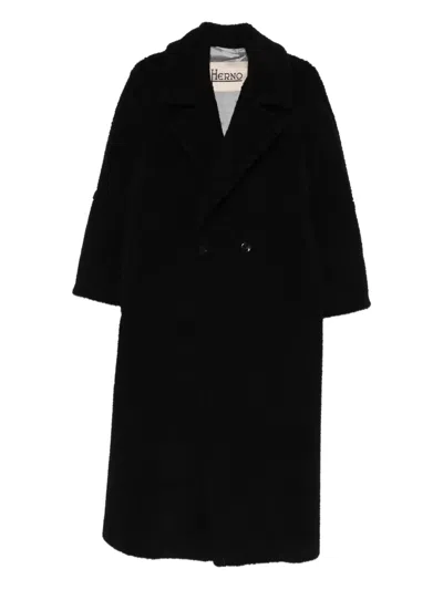 Herno Double-breasted Coat In Black