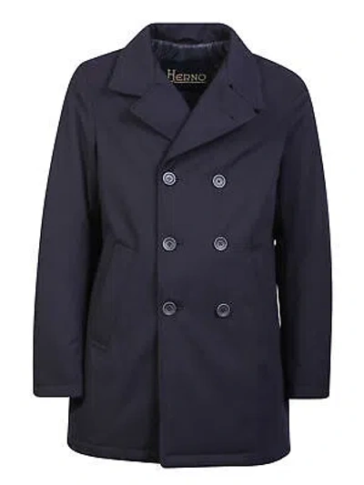 Pre-owned Herno Double Breasted Coat In Blue