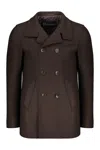 Herno Double-breasted Coat In Brown