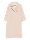 Herno Double-breasted Long Coat In Pink