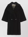 Herno Double Breasted Coat Three Quarter Sleeves In Black