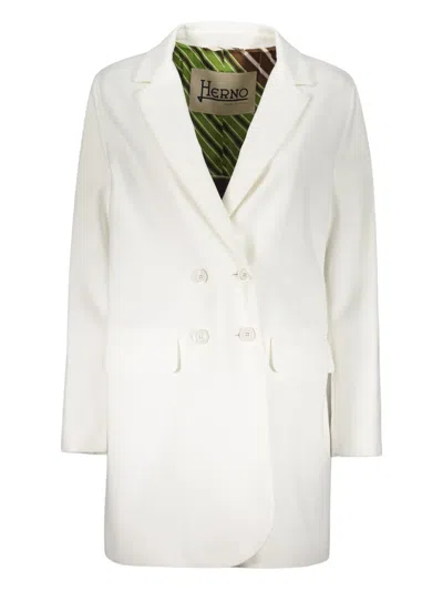 Herno Double-breasted Coat In White