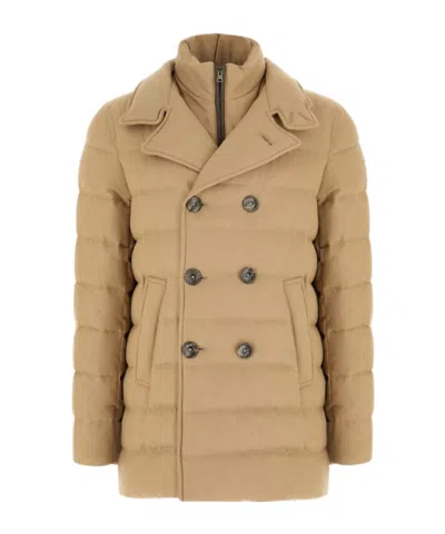 Herno Double-breasted Down Jacket In Brown