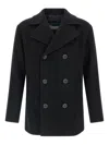 Herno Double-breasted Wool Coat Side Pockets In Black