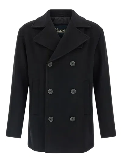 HERNO DOUBLE-BREASTED HIGH-NECK COAT
