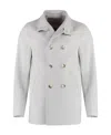 Herno Double-breasted High-neck Coat In White