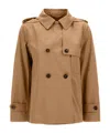 Herno Double Breasted Hooded Jacket In Brown