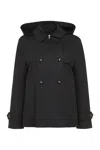 Herno Double Breasted Hooded Jacket In Black