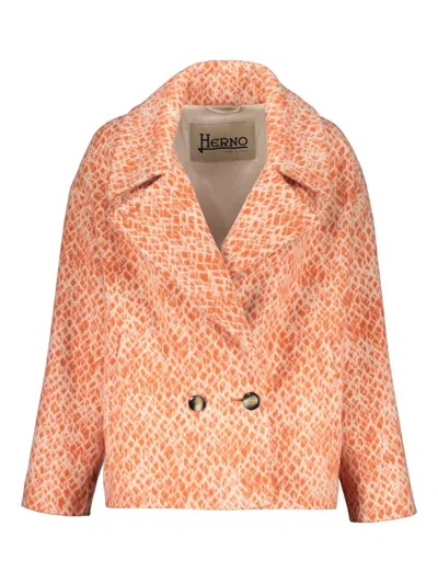 HERNO DOUBLE-BREASTED LAPEL-COLLAR JACKET