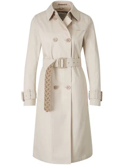 HERNO DOUBLE-BREASTED LIGHT BEIGE HERNO COAT WITH BELTED WAIST