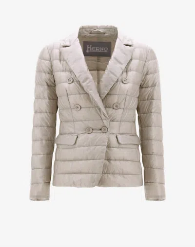 Herno Double-breasted Nylon Ultralight Blazer In Beige