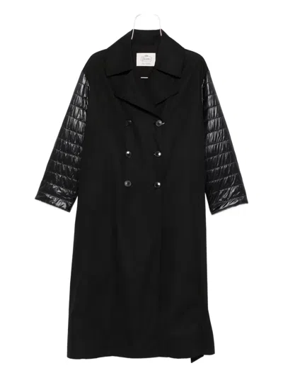 Herno Double-breasted Quilted Coat In Black