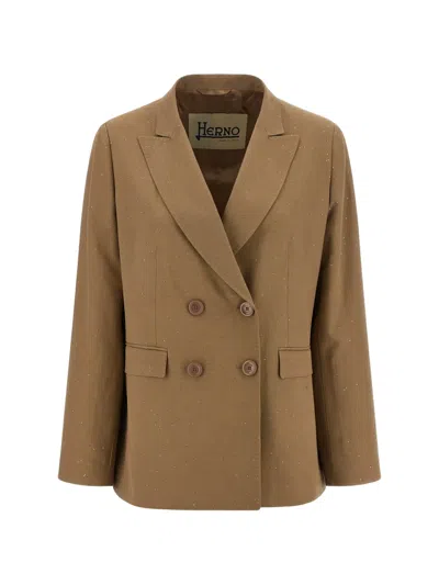 HERNO DOUBLE-BREASTED SEQUIN BLAZER