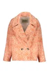 Herno Double-breasted Short Jacket In Orange