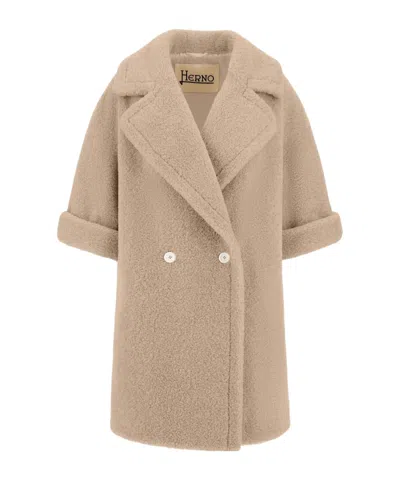 HERNO DOUBLE-BREASTED SHORT-SLEEVE COAT