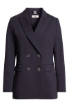 Herno Double Breasted Stretch Cotton Blend Jacket In Blue