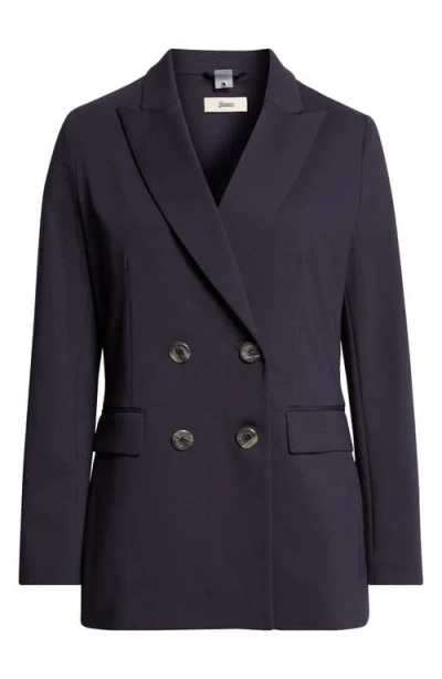 Herno Double Breasted Stretch Cotton Blend Jacket In Blue